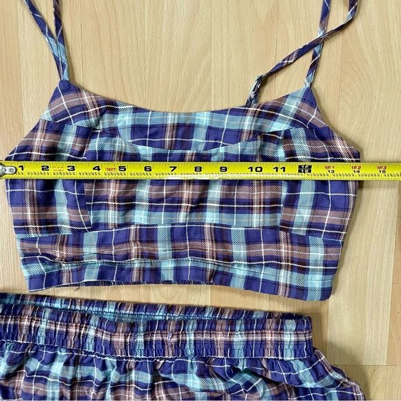 Plaid Cropped Cami Top in Sugarplum, Purple Blue Multi Size Small - Picture 8 of 9